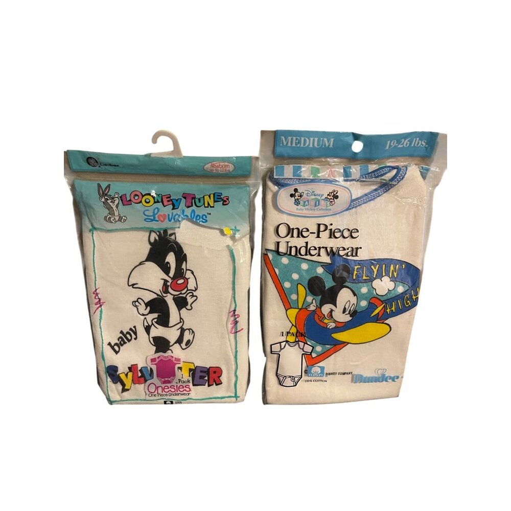 Looney Tunes & Disney Baby Onesies Newborn & Medium One-Piece‎ Underwear USA 90s
